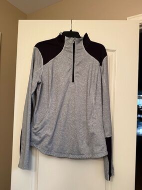 tek gear Light Gray and Black Workout Half-Zip Pullover